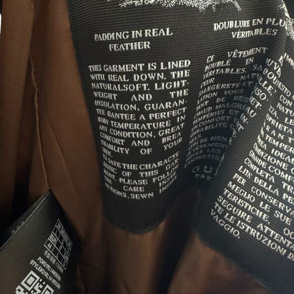 GUESS Janina Brown Long Line Faux Fur Hood Full Zip Down Puffer Jacket Size L - Picture 8 of 14